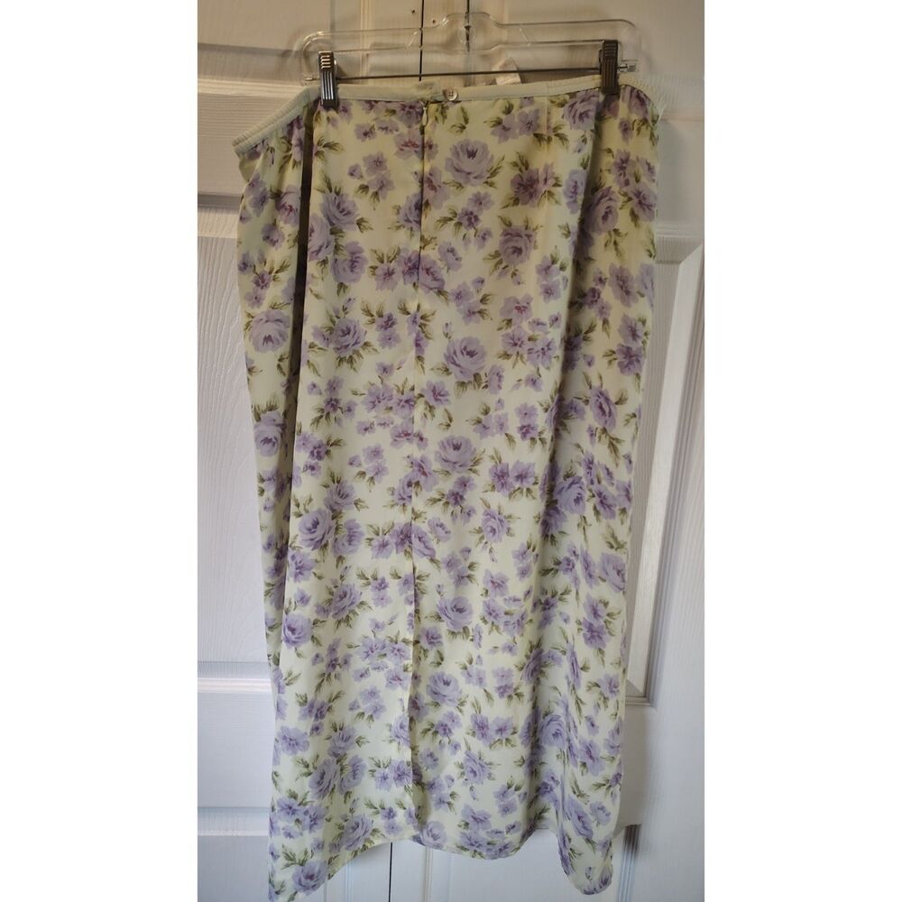 Vintage Emma James Floral Midi Skirt Plus Size 18W Purple Lavender Rose Cottage
